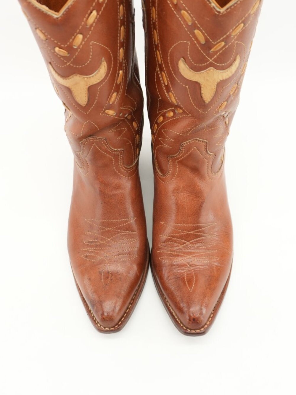 Vintage Leather Cowboy Boots Decorative Western Cowgirl Boots size 10 - Picture 7 of 15